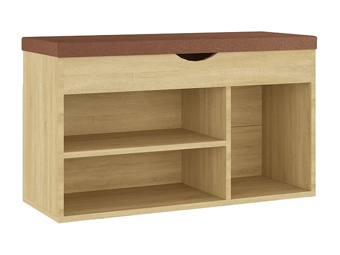 Panca Porta Scarpe Latifolia In Legno Di Gomma Massello Con Cuscino Verde: 80x30x40 Cm, Struttura A U