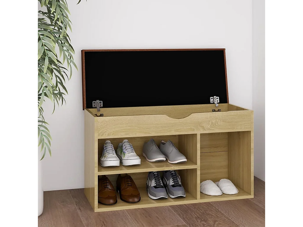 Banc à chaussures et coussin Chêne sonoma 80x30x47 cm Aggloméré