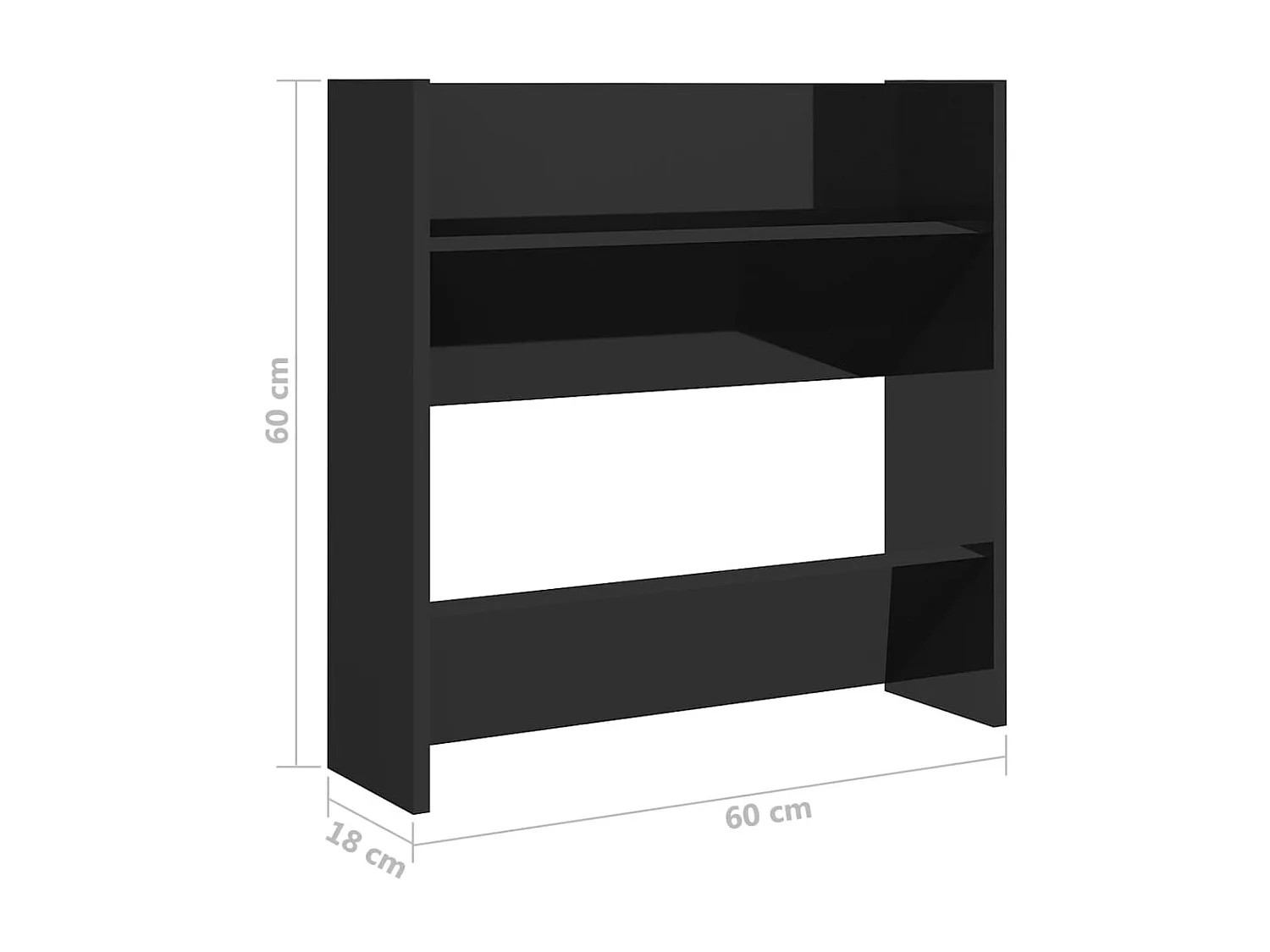 Armoires à chaussures murales 4 pcs Noir brillant 60x18x60 cm