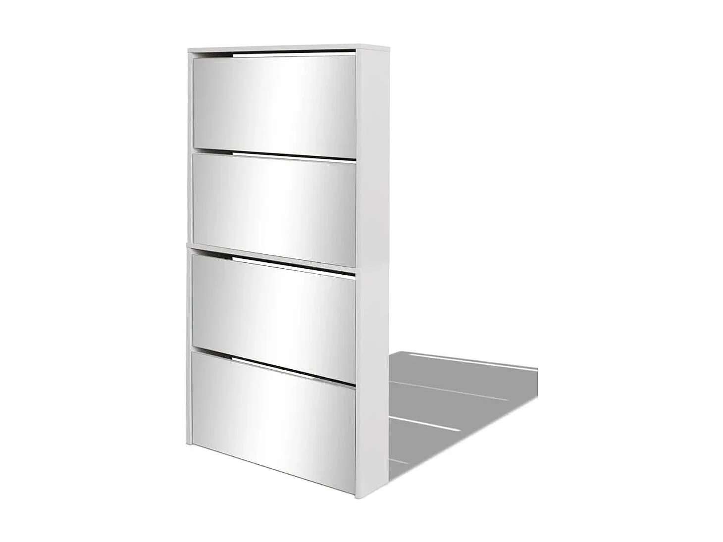 Meuble à chaussures 4 étagères et miroir 63x17x134 cm Blanc