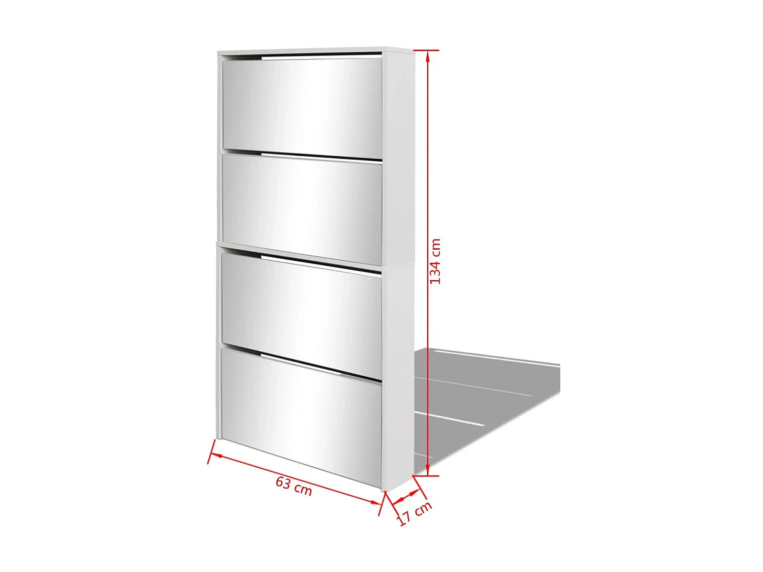 Sapateira 4 prateleiras e espelho 63x17x134 cm Branco