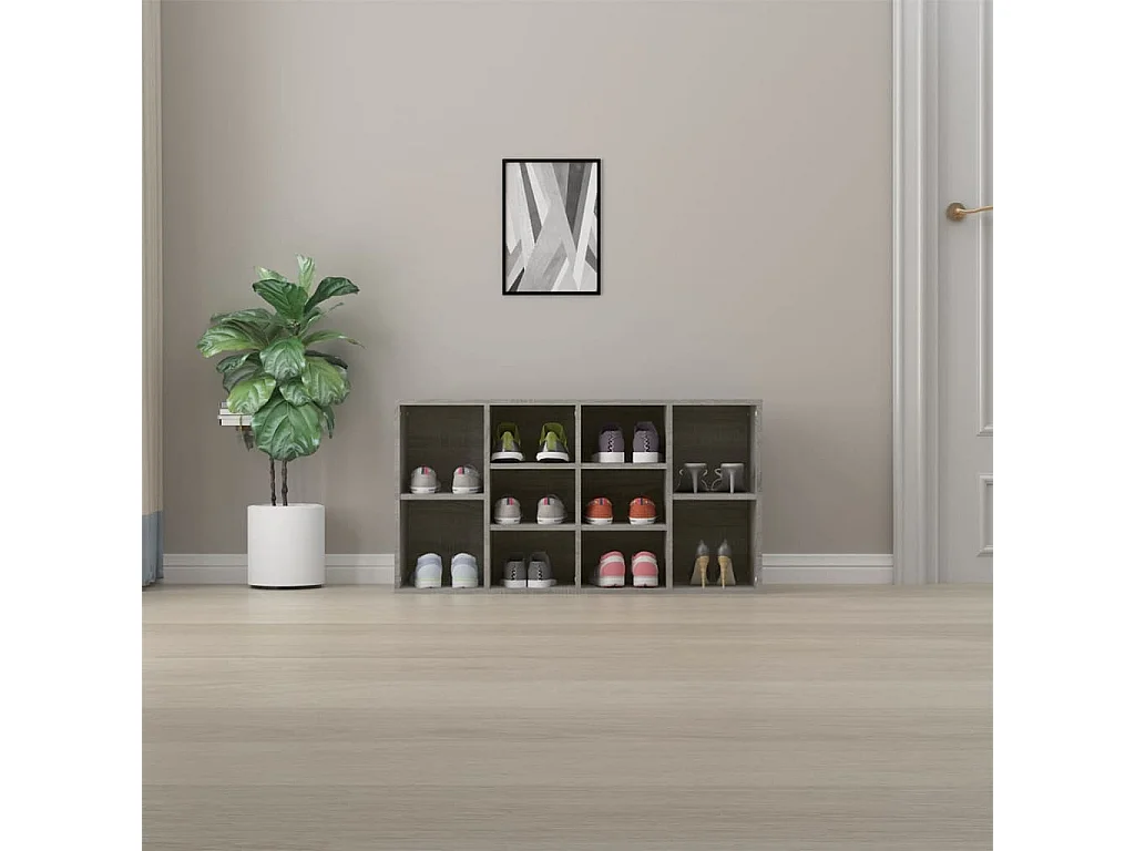 Panca per scarpe Sonoma grigia 103x30x54,5 cm MDF