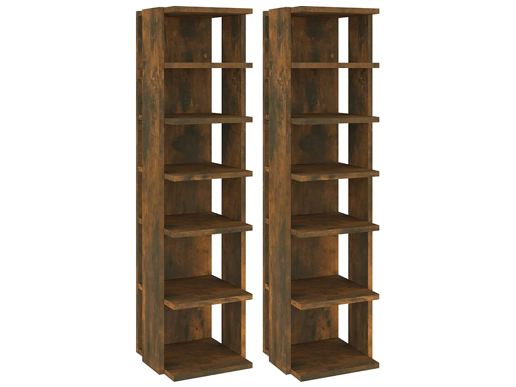 étagères à chaussures 2 pcs Chêne fumé 27,5x27x102 cm