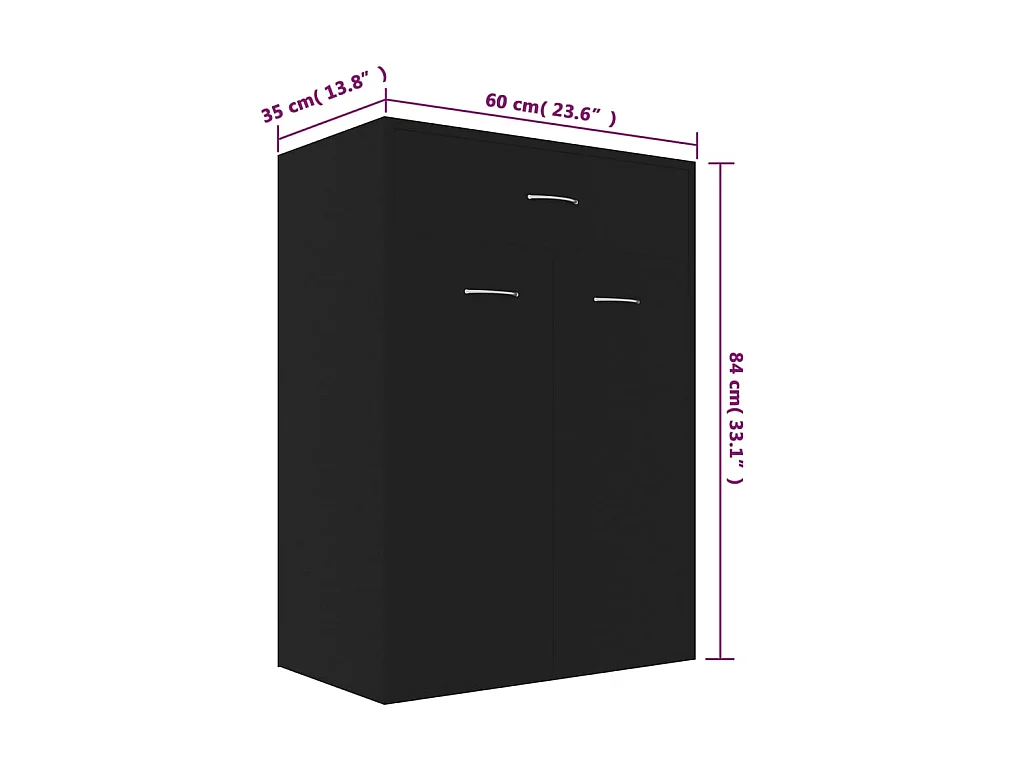 Schoenenkast Zwart 60x35x84 cm Spaanplaat
