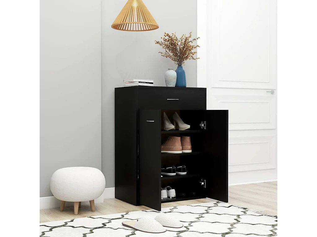 Armoire à chaussures Noir 60x35x84 cm Aggloméré