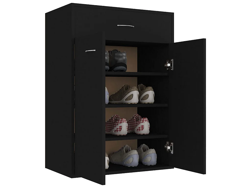 Armoire à chaussures Noir 60x35x84 cm Aggloméré