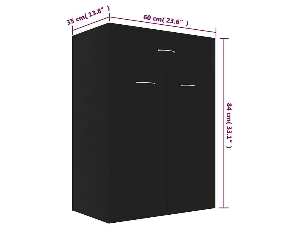 Armoire à chaussures Noir 60x35x84 cm Aggloméré