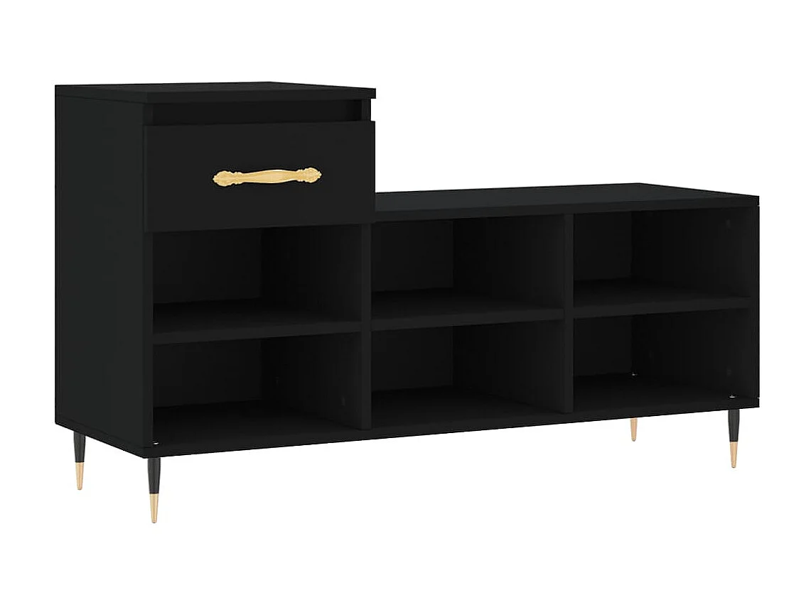Zapatero Negro 102x36x60 cm Madera contrachapada