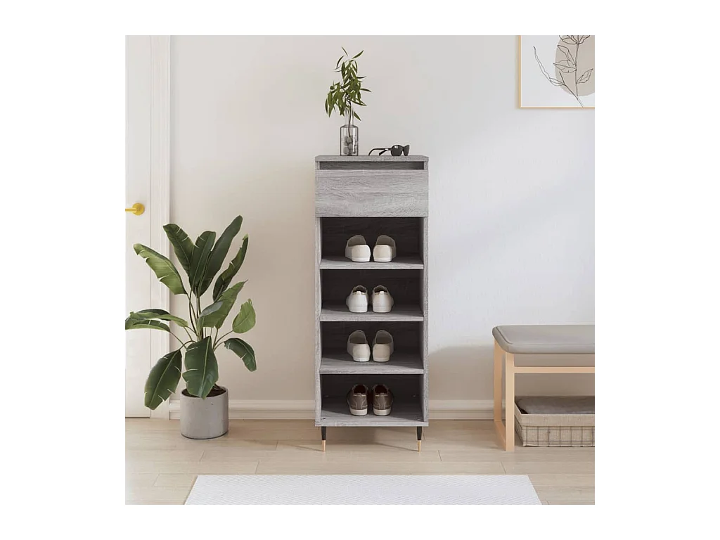 Sonoma schoenenkast grijs 40x36x105 cm Bewerkt hout