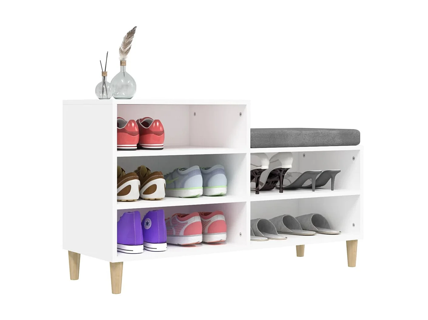 Sapateira Branco 102x36x60 cm Madeira trabalhada