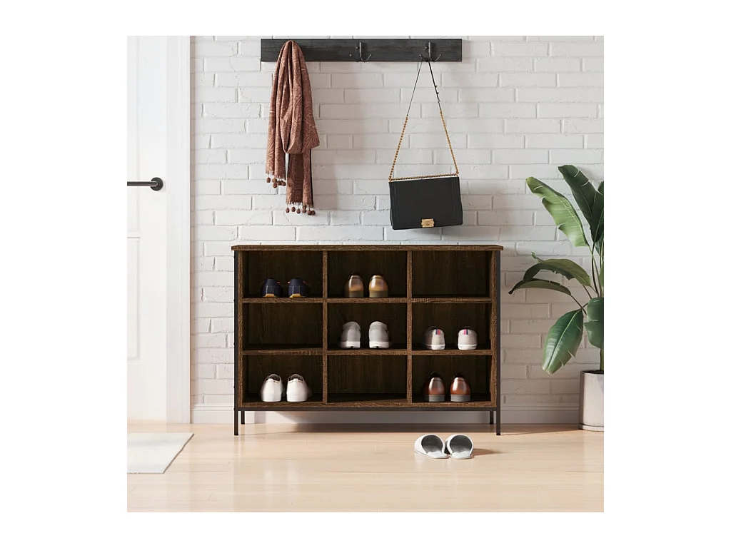 Schuhschrank aus brauner Eiche, 100 x 35 x 70 cm, Holzwerkstoff