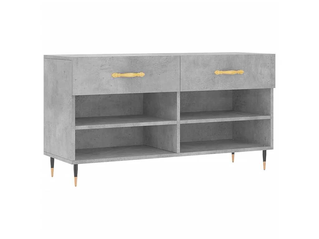 Banc à chaussures gris béton 102x35x55 cm bois d'ingénierie