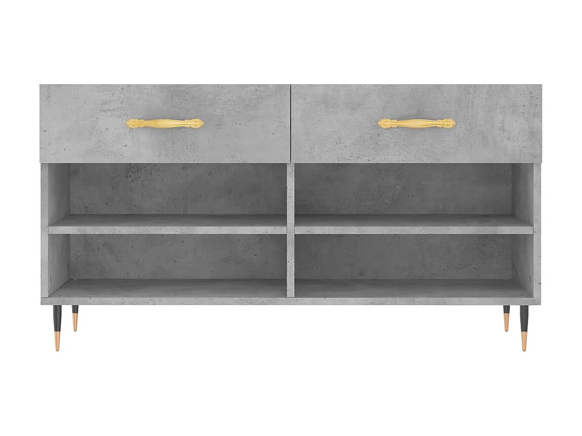 Banc à chaussures gris béton 102x35x55 cm bois d'ingénierie