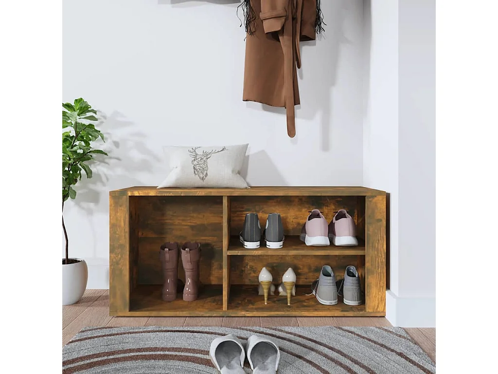 Schoenenkast Gerookt eiken 100x35x45 cm Bewerkt hout