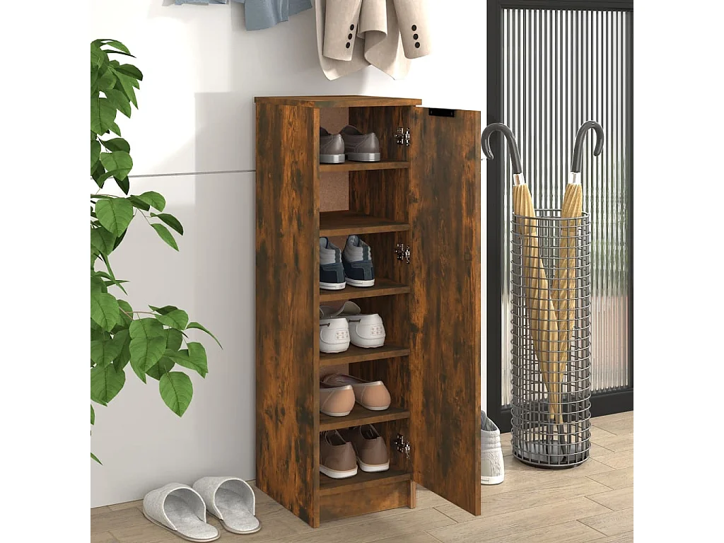 Meuble à chaussures Chêne fumé 30x35x100 cm Bois d'ingénierie