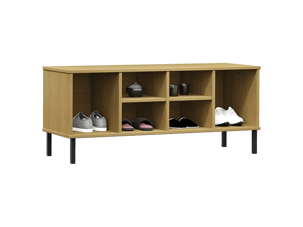 étagère à chaussures pieds en métal marron 106x35x45 cm Bois OSLO