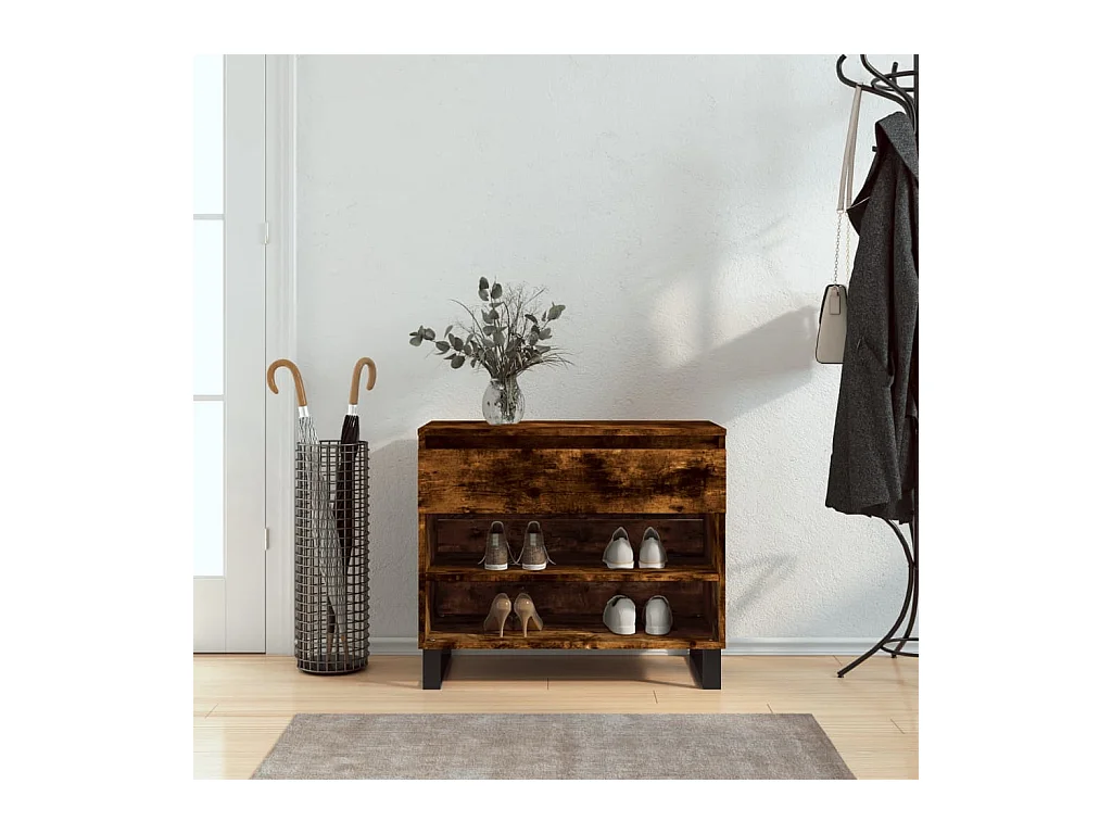 Schoenenkast Gerookt eiken 70x36x60 cm Bewerkt hout