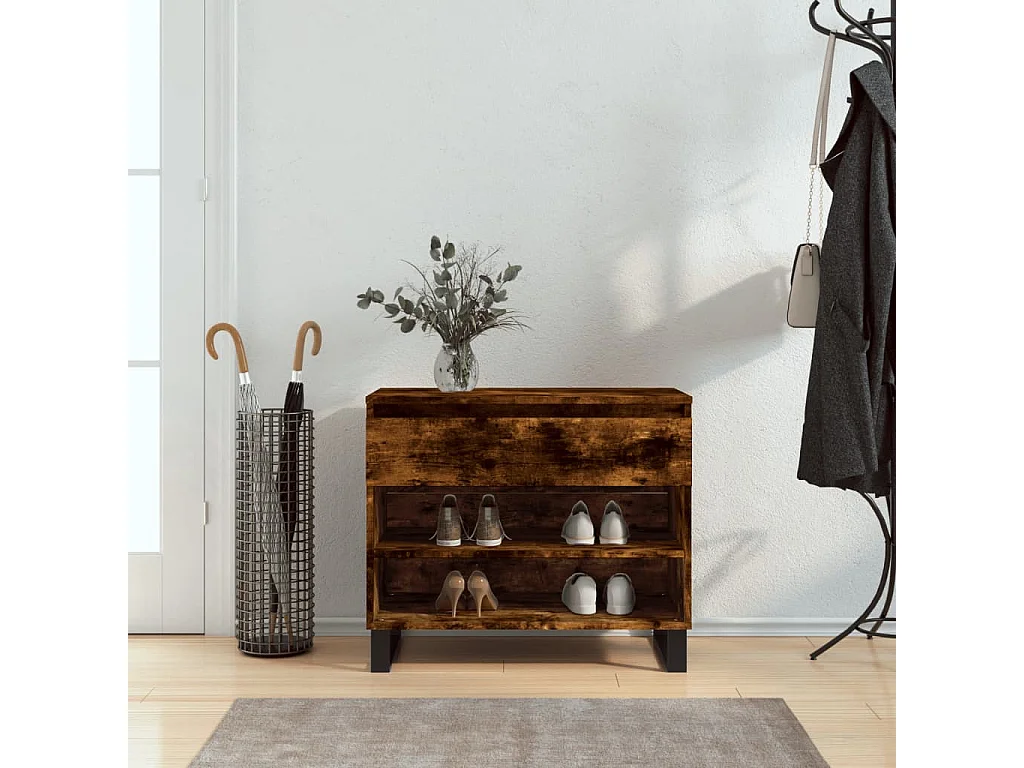 Armoire à chaussures Chêne fumé 70x36x60 cm Bois d'ingénierie
