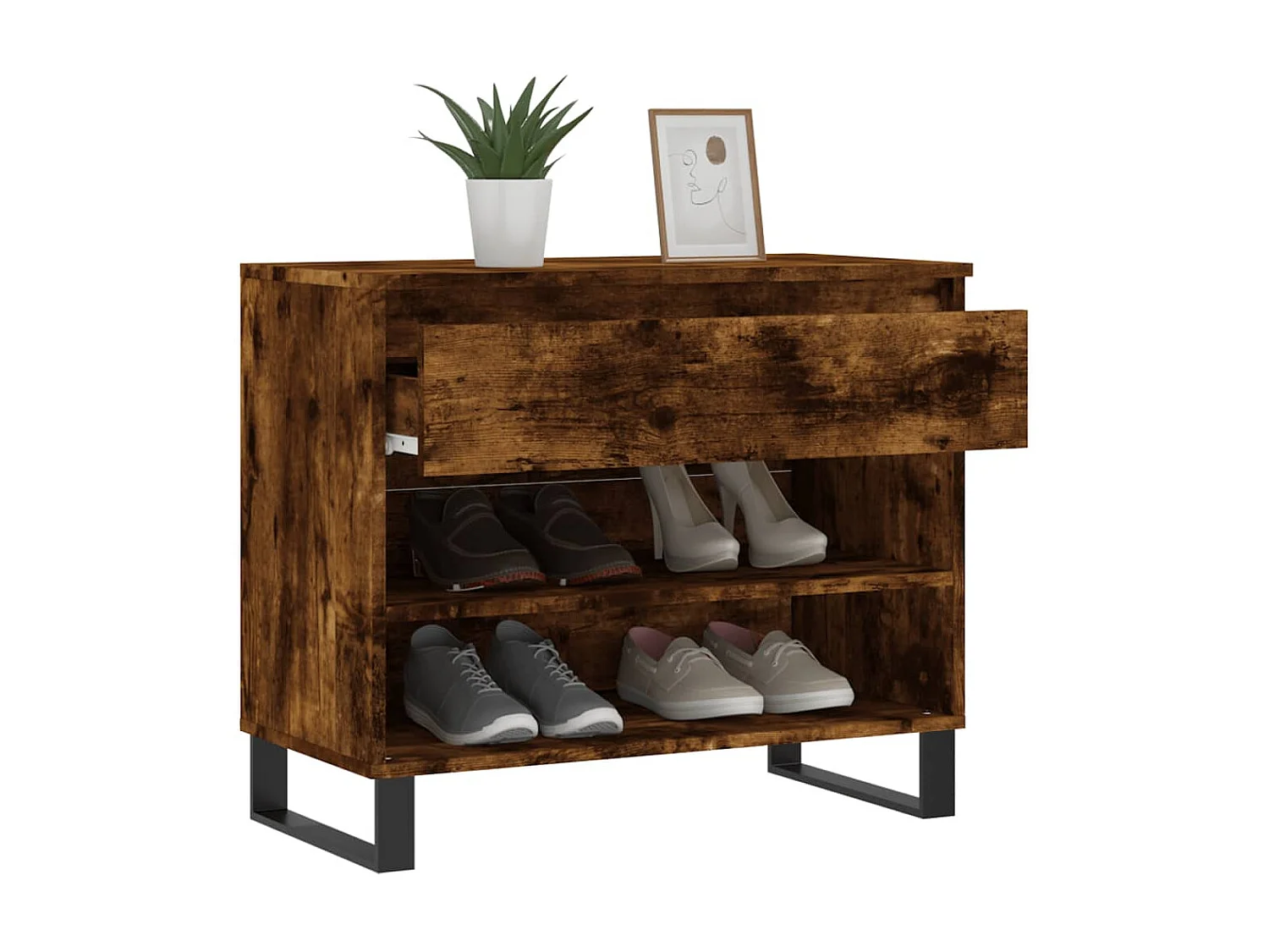 Armoire à chaussures Chêne fumé 70x36x60 cm Bois d'ingénierie