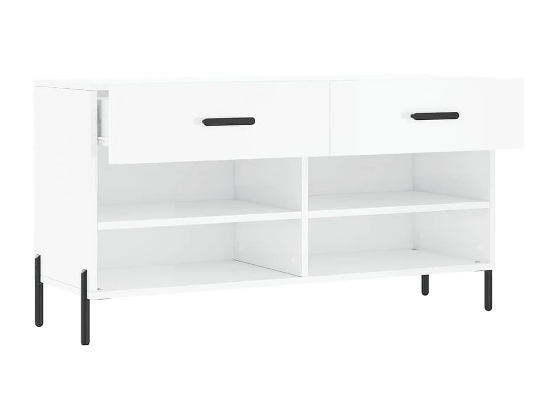 Banco zapatero blanco brillo 102x35x55 cm de madera contrachapada