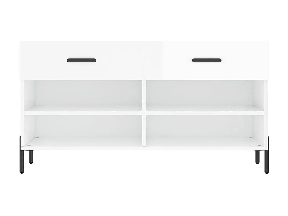 Banco zapatero blanco brillo 102x35x55 cm de madera contrachapada