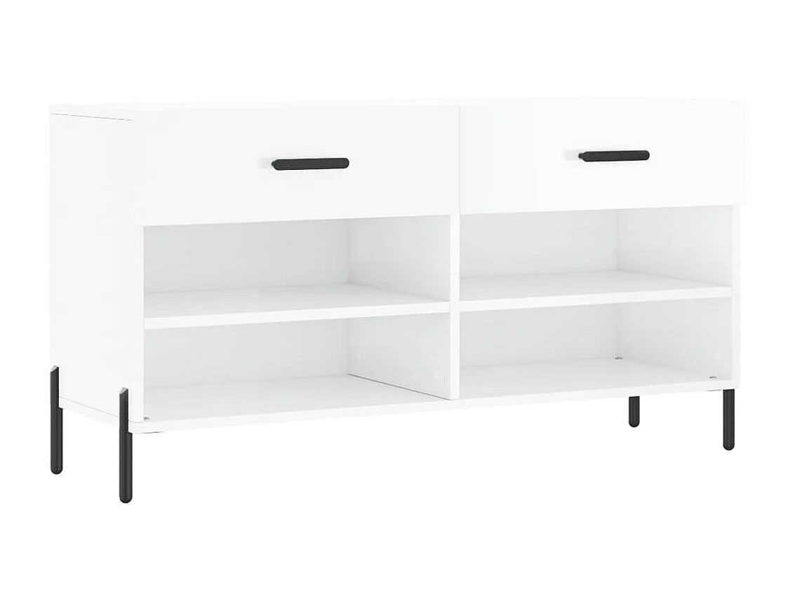 Banc à chaussures blanc brillant 102x35x55 cm bois d'ingénierie