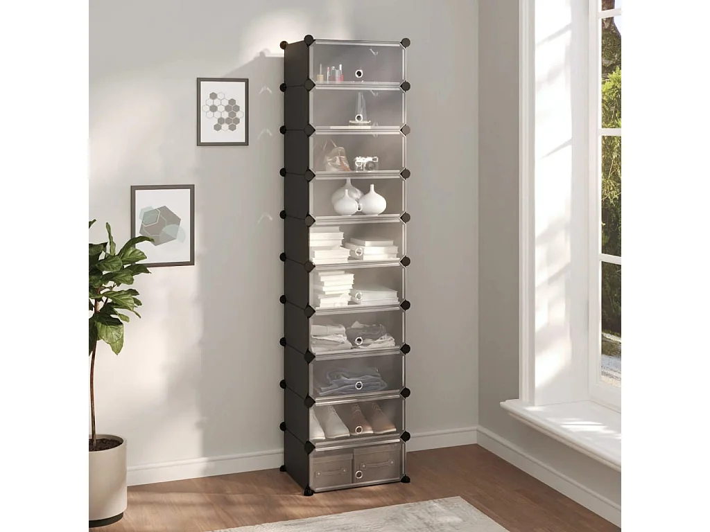 schoenenrek Zwart 44x32x174 cm PP