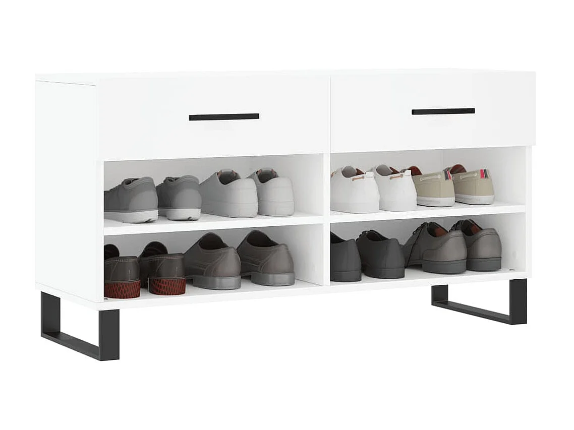 Banc à chaussures blanc 102x35x55 cm bois d'ingénierie