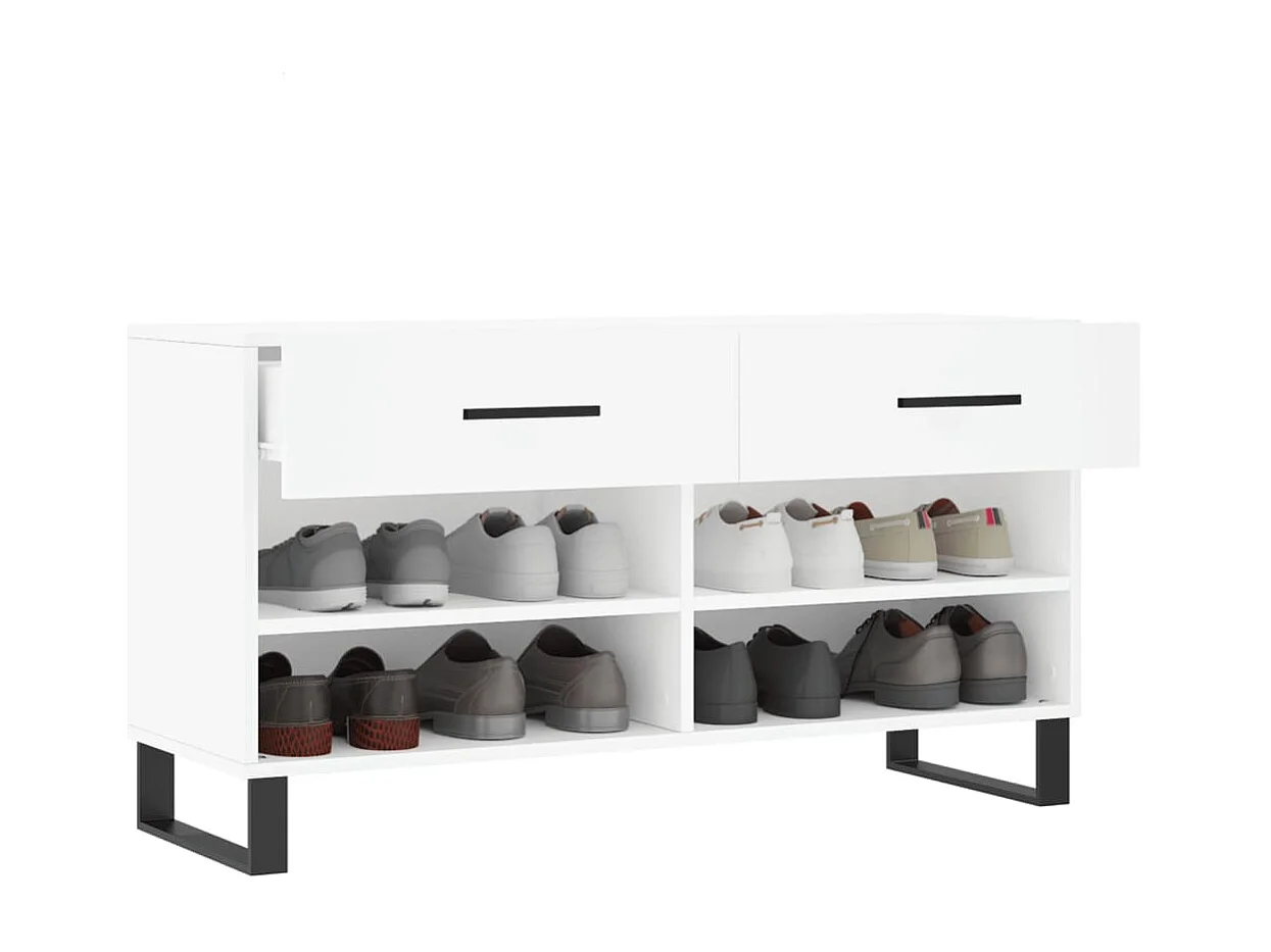 Banc à chaussures blanc 102x35x55 cm bois d'ingénierie