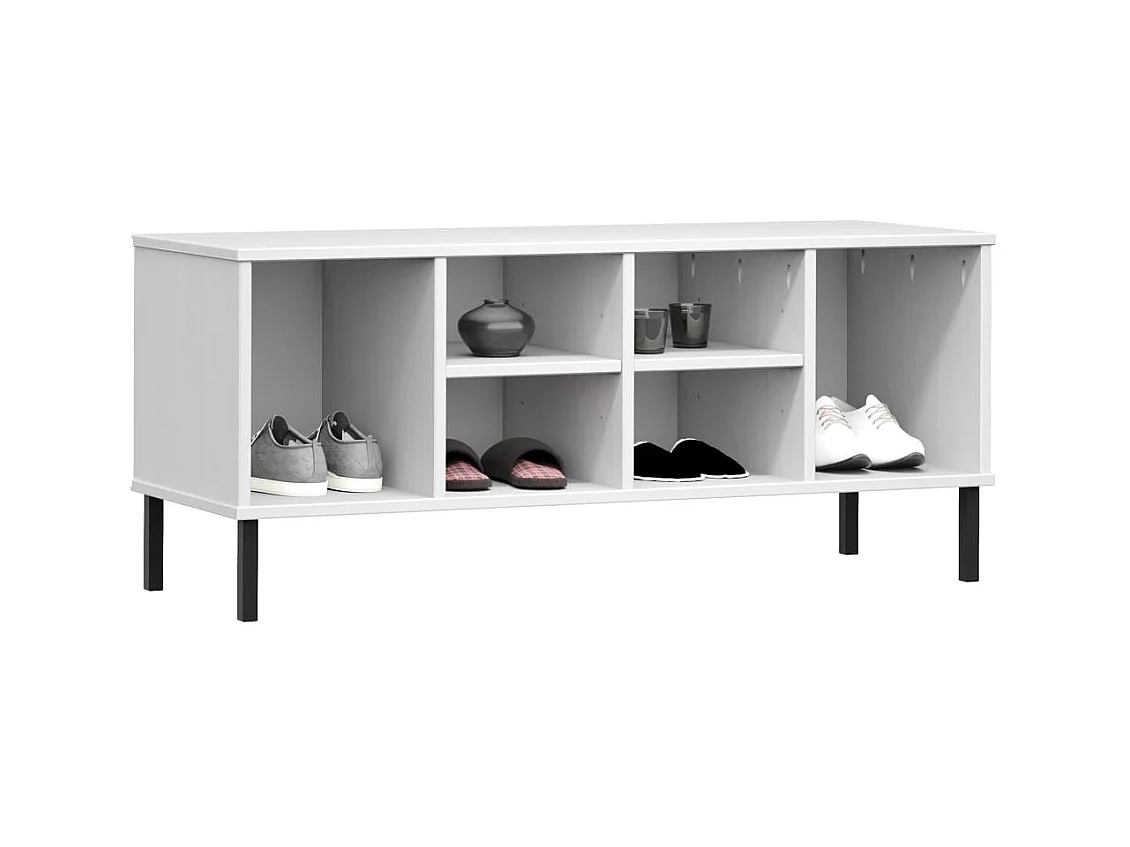 sapateira pernas de metal Branco 106x35x45cm Madeira OSLO