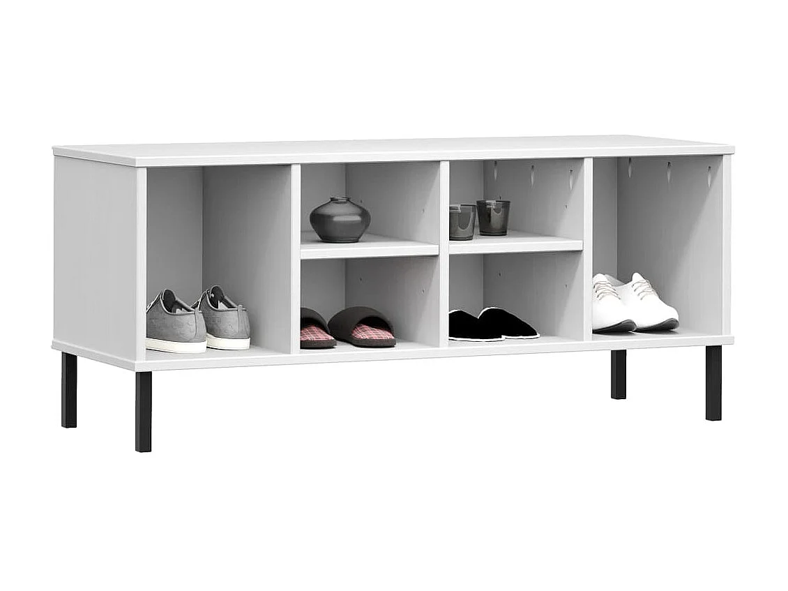 étagère à chaussures pieds en métal Blanc 106x35x45cm Bois OSLO