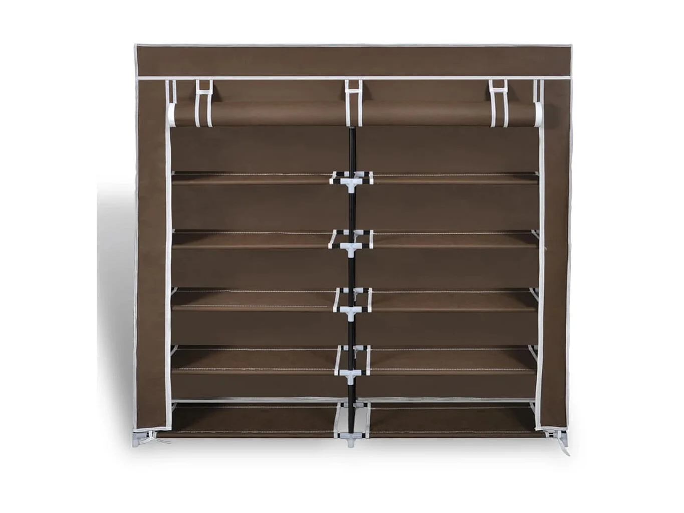 Sapateira com tampa 115 x 28 x 110 cm Tecido Marrom