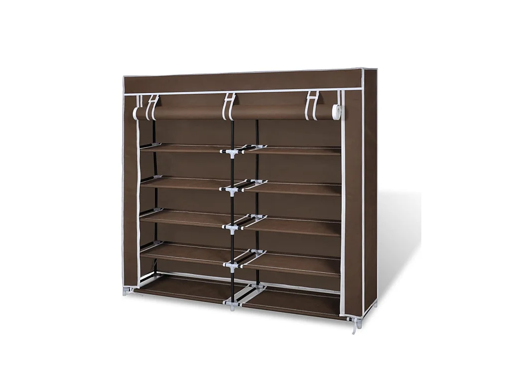 Schuhschrank mit Abdeckung 115 x 28 x 110 cm, brauner Stoff