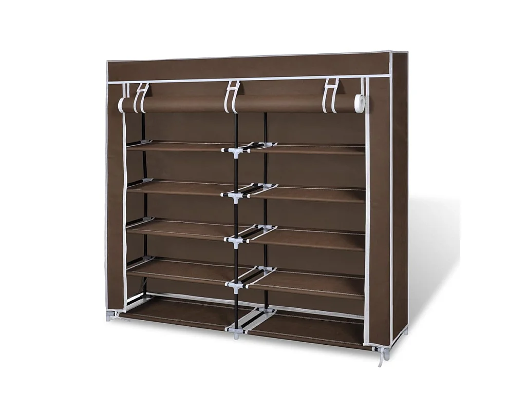 Armoire à chaussures avec housse 115 x 28 x 110 cm Tissu Marron