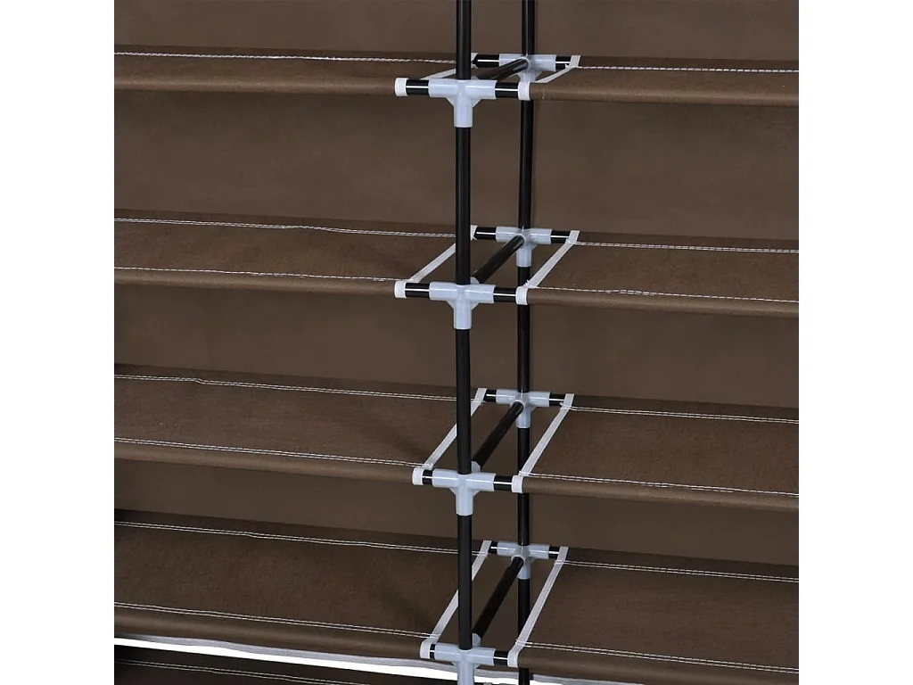 Armoire à chaussures avec housse 115 x 28 x 110 cm Tissu Marron