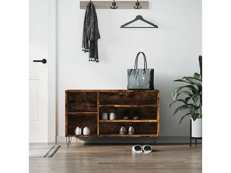 Armoire à chaussures Chêne fumé 102x36x60 cm Bois d'ingénierie