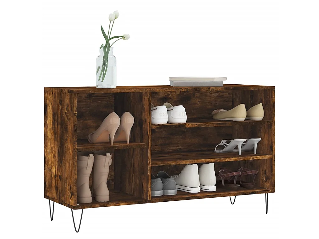 Armoire à chaussures Chêne fumé 102x36x60 cm Bois d'ingénierie