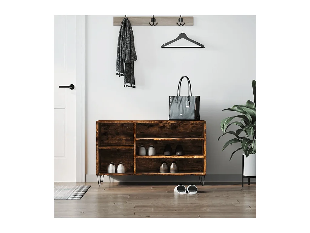 Armoire à chaussures Chêne fumé 102x36x60 cm Bois d'ingénierie