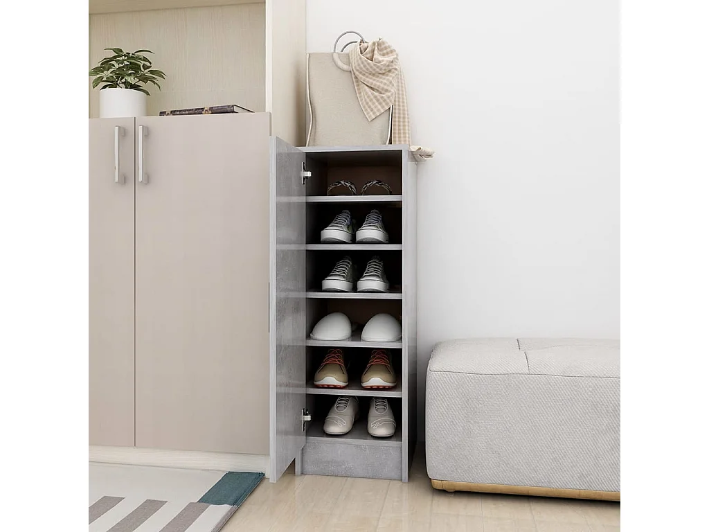 Armoire à chaussures Gris béton 32x35x92 cm Aggloméré