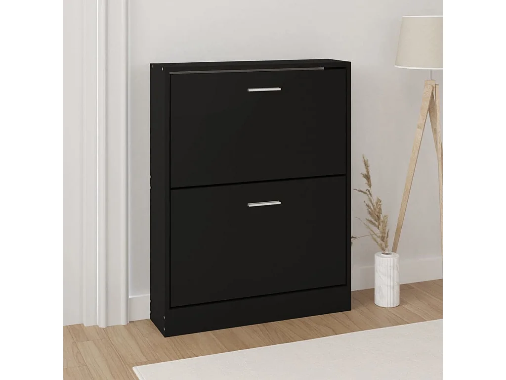 Zapatero Negro 59x17x81 cm Madera contrachapada