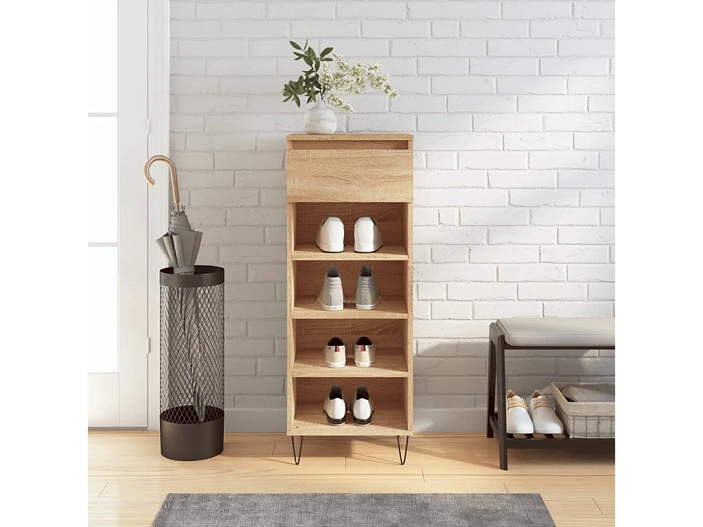 Schoenenkast Sonoma eiken 40x36x105cm Bewerkt hout