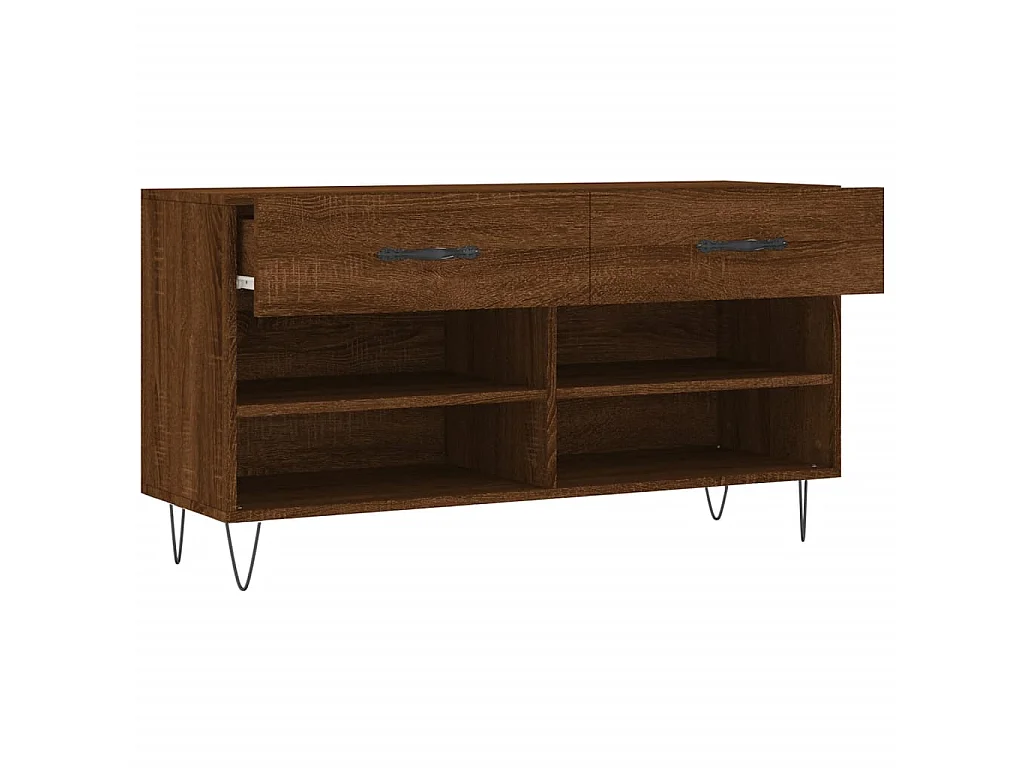 Banco zapatero roble marrón 102x35x55 cm madera contrachapada