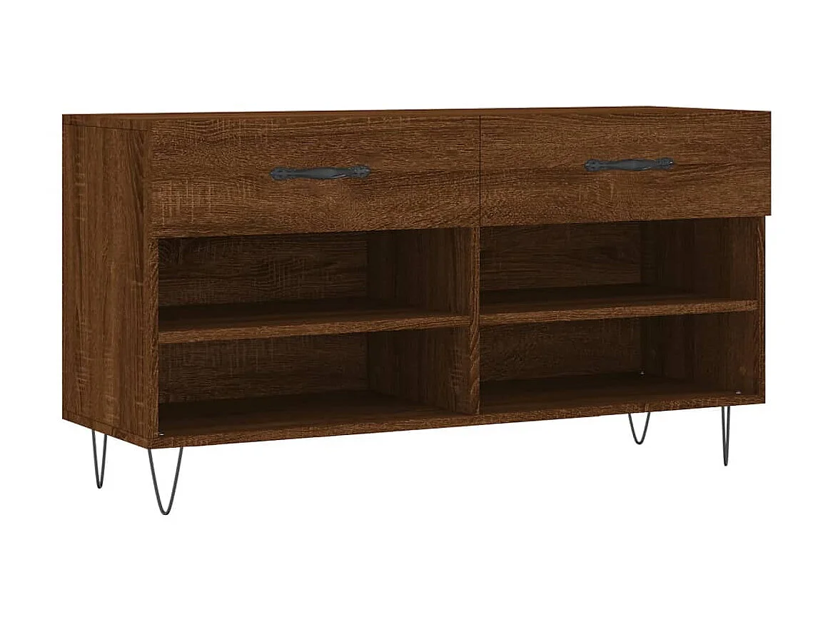 Banc à chaussures chêne marron 102x35x55 cm bois d'ingénierie