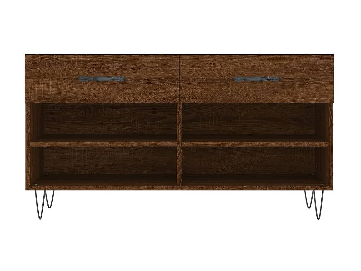 Banc à chaussures chêne marron 102x35x55 cm bois d'ingénierie