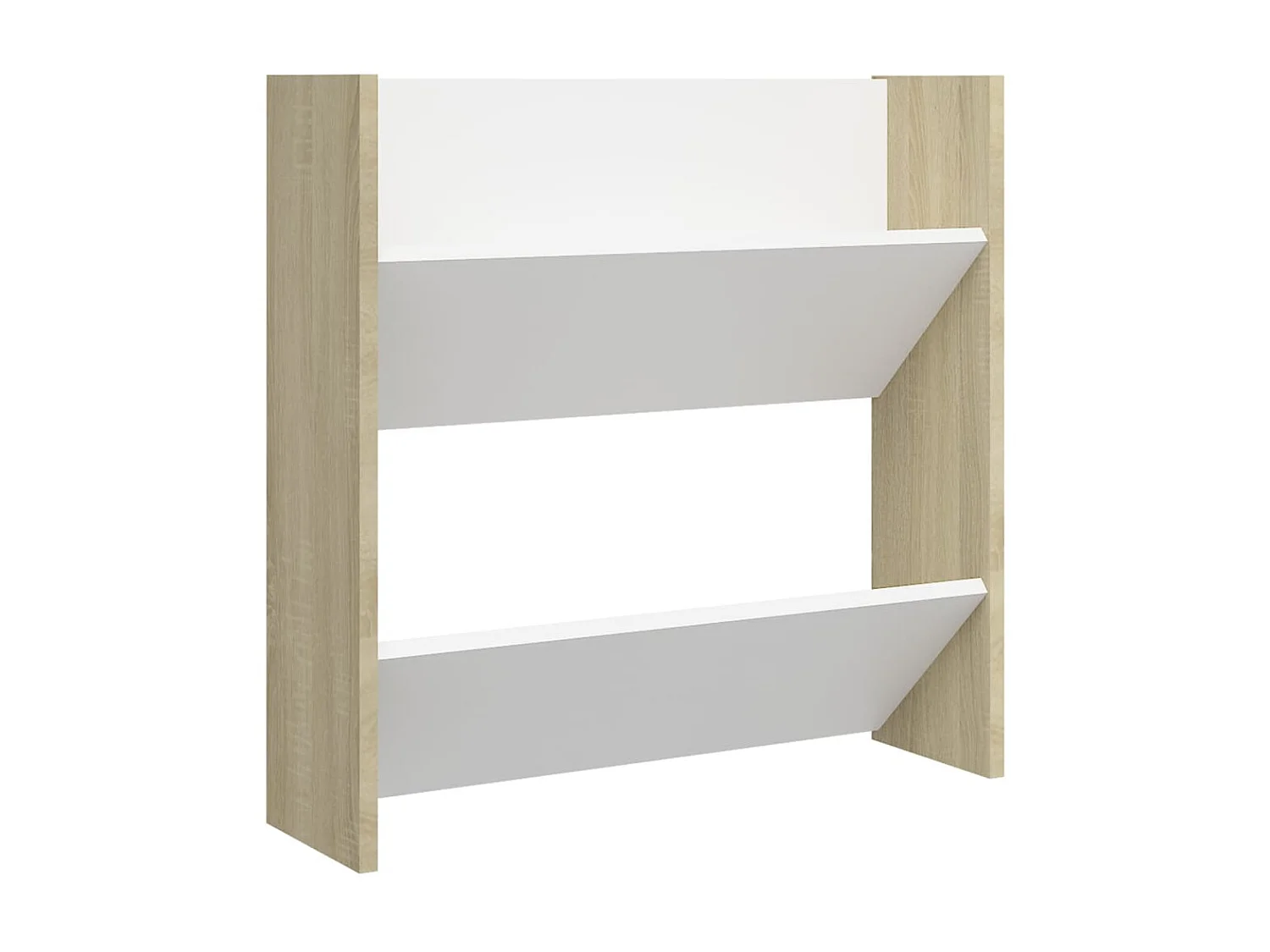 Schoenenkasten voor wandmontage 4 stuks Wit en eiken 60x18x60 cm