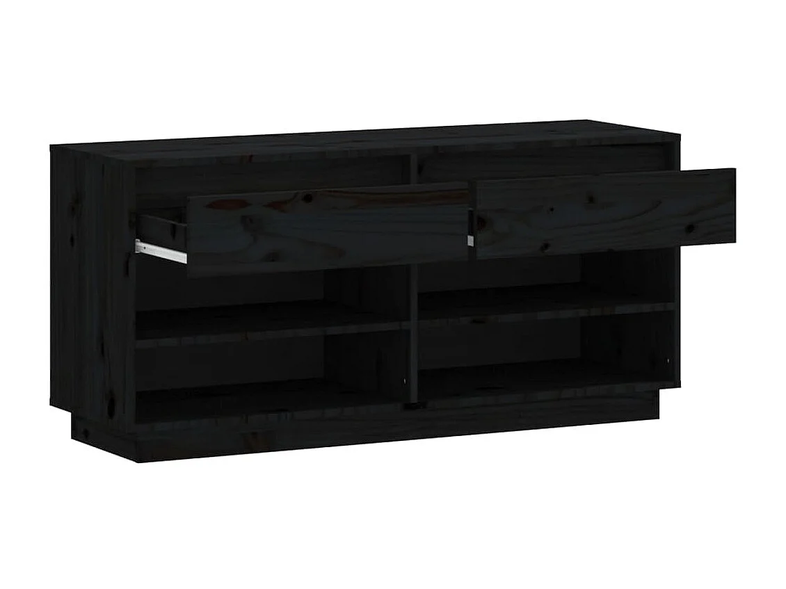 Armoire à chaussures Noir 110x34x52 cm Bois de pin massif