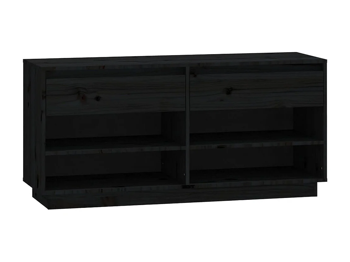 Schoenenkast Zwart 110x34x52 cm Massief grenenhout