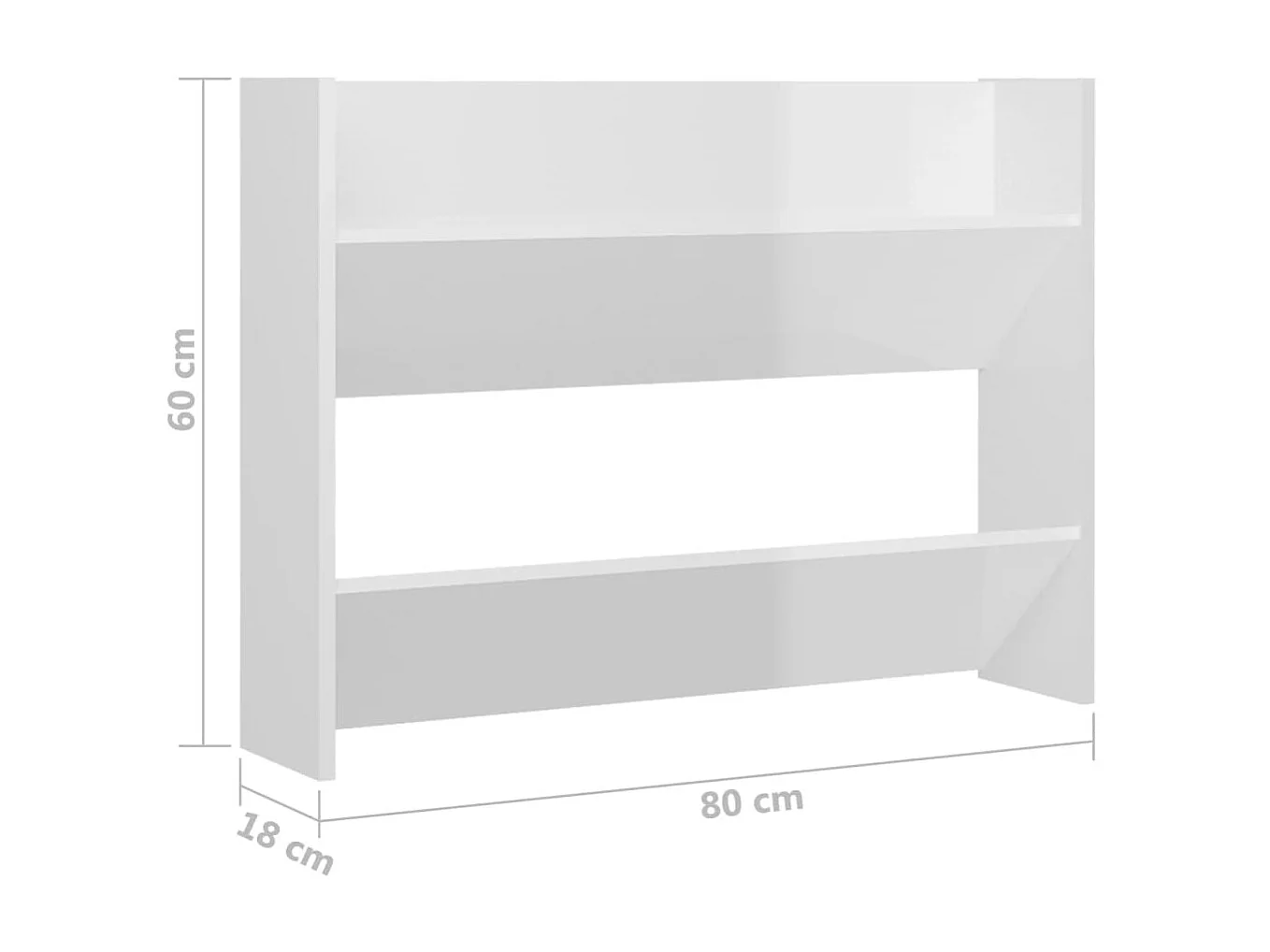 Armoires à chaussures murales 2 pcs Blanc brillant 80x18x60 cm