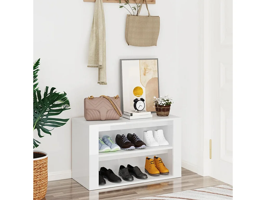 scarpiera Bianco lucido 75x35x45 cm MDF