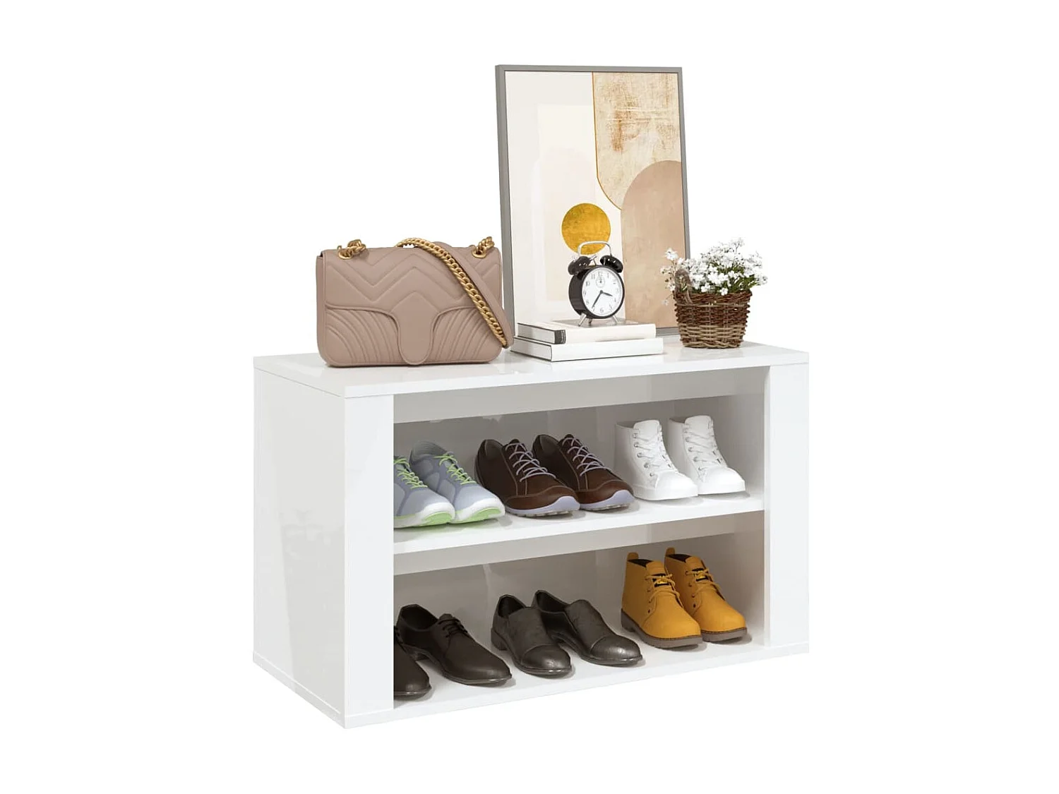 scarpiera Bianco lucido 75x35x45 cm MDF